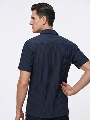 ALLTHEMEN Comfort fit Button Up Shirt 'Schwung' in Blue