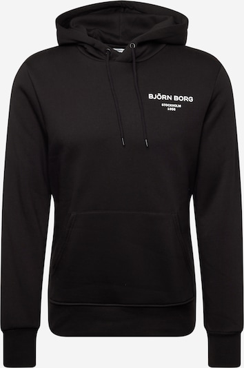 BJÖRN BORG Sportsweatshirt 'ESSENTIAL' in de kleur Zwart / Wit, Productweergave