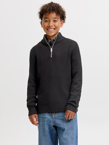 Jack & Jones Junior Πουλόβερ 'JJPANNEL' σε μαύρο: μπροστά