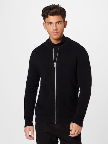 JACK & JONES Knit Cardigan 'HILL' in Black: front