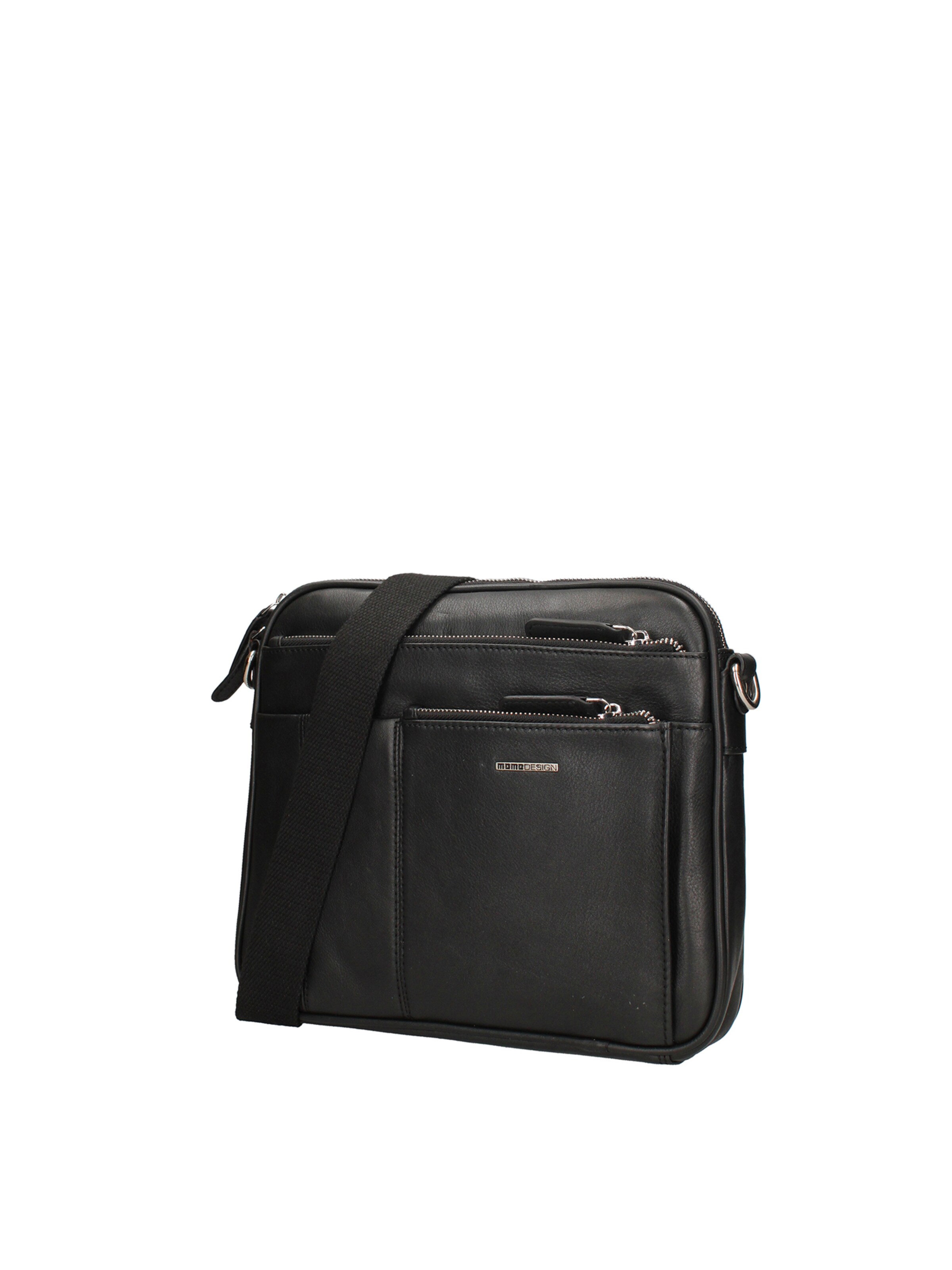 Borsa a tracolla 'Borsa a Tracolla Uomo Vera Pelle con Zip e Tasche' di Momo Design in nero