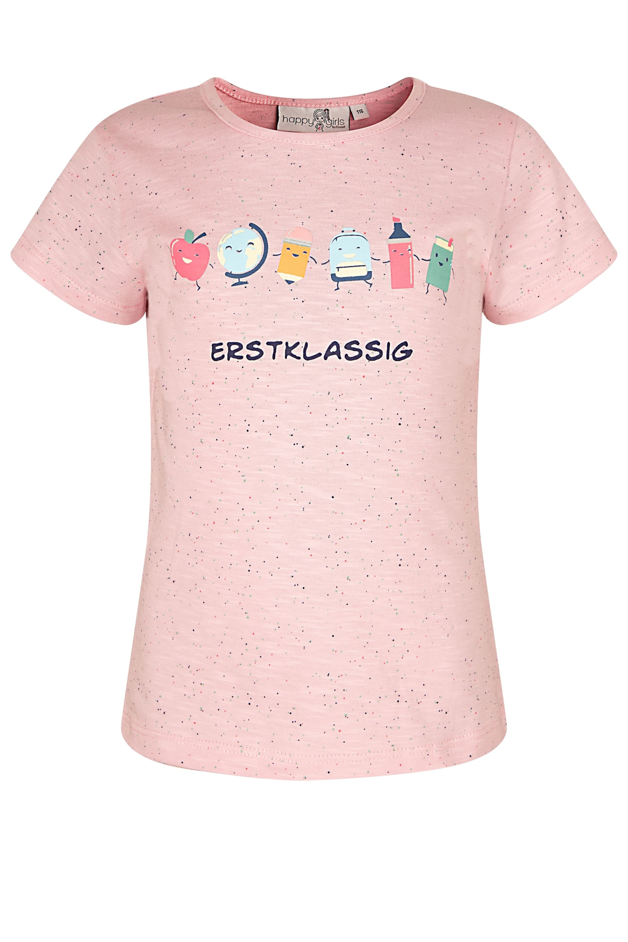 happy girls T-shirt i rosa: framsida