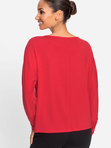 Olsen Rundhalsshirt in schönem Crêpe Design in Rot