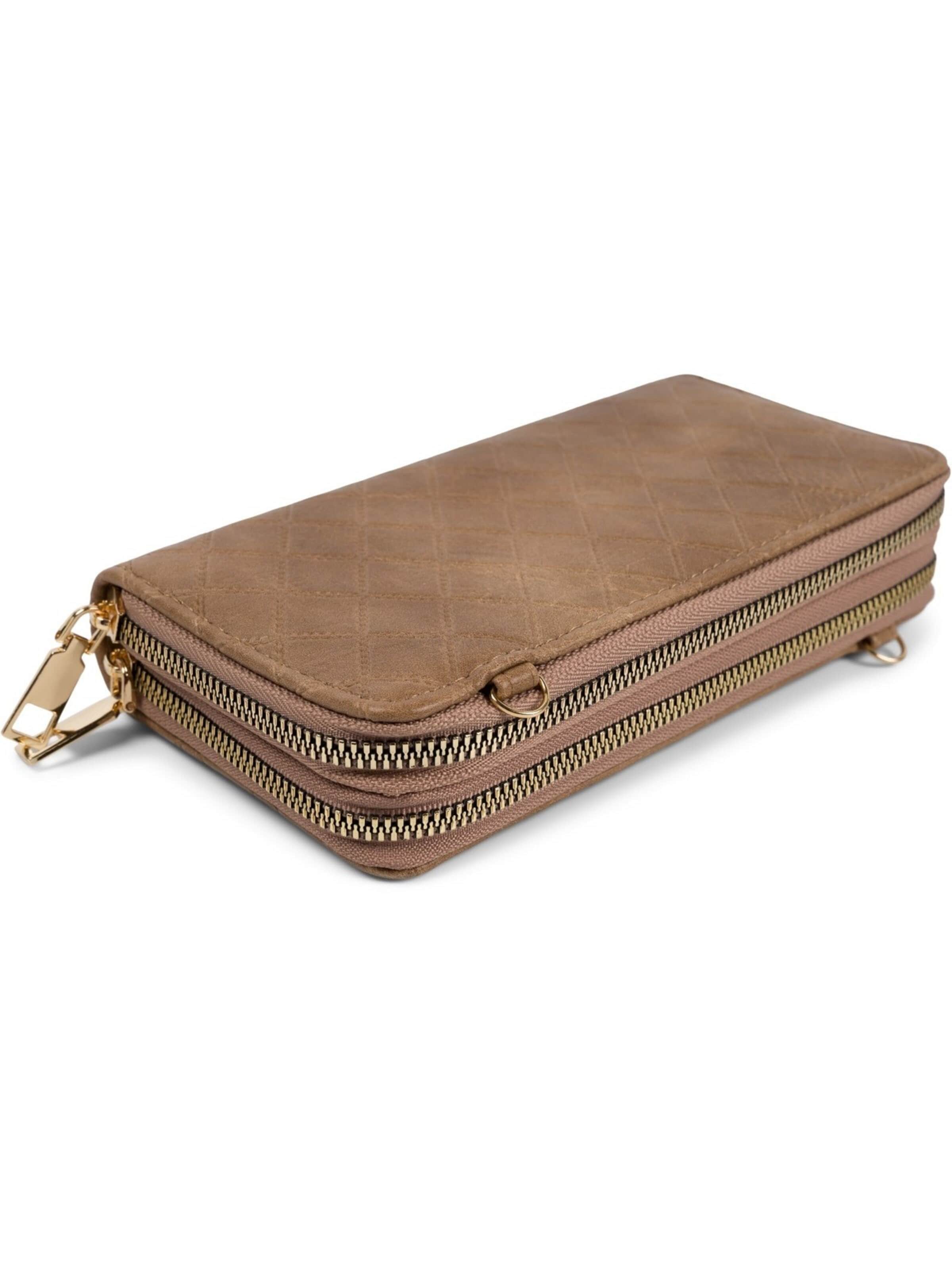 styleBREAKER Crossbody bag '2 in 1 Umhängetasche - Geldbörse Rauten' in Grey