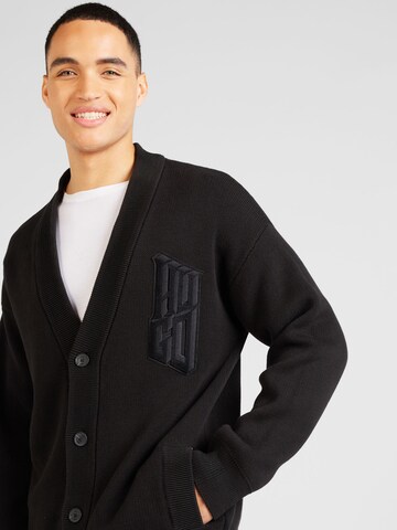 HUGO Knit cardigan 'Scollem' in Black