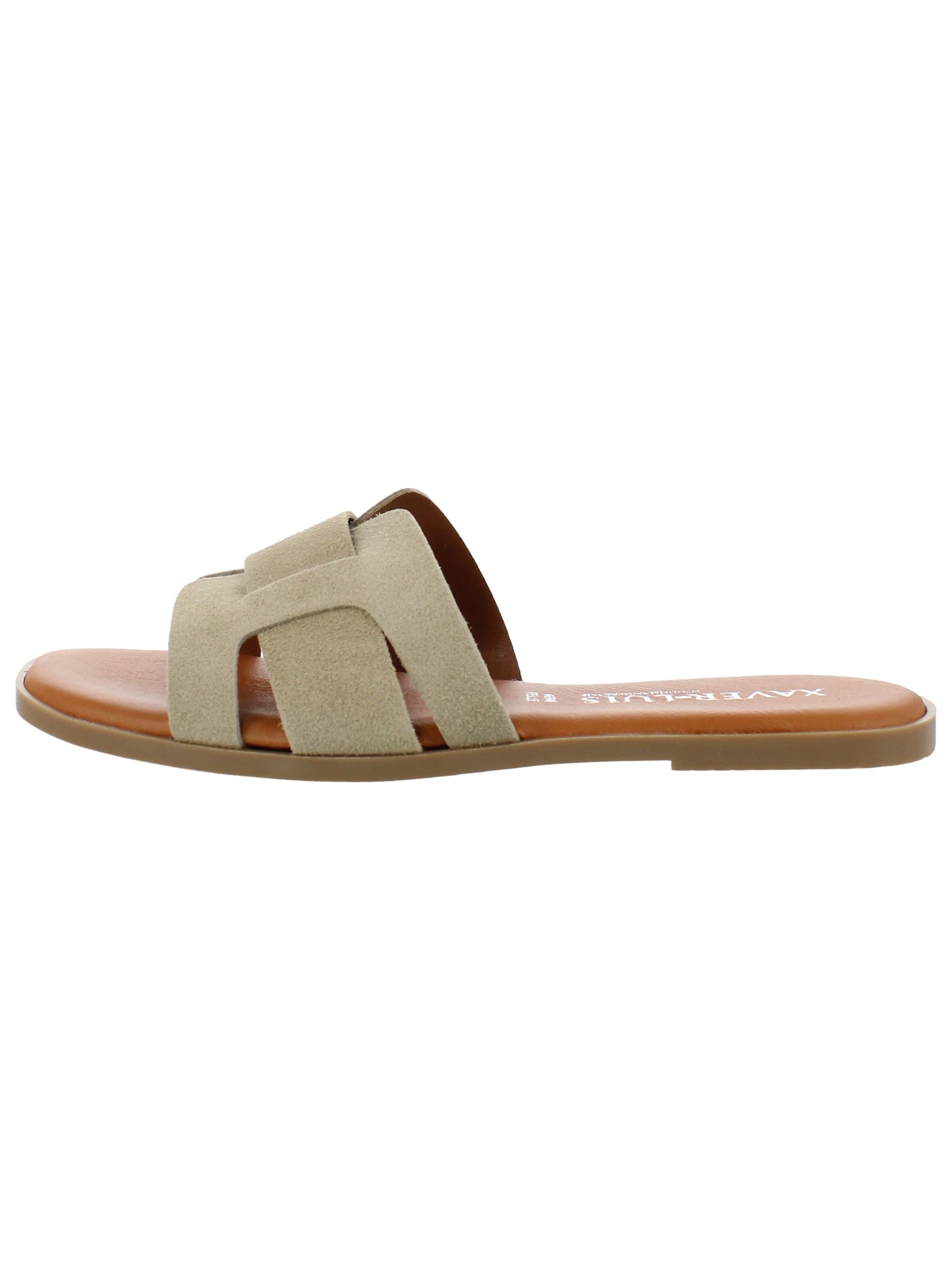 XAVER LUIS Schuhmanufaktur Mules 'Roberta' in Beige: front