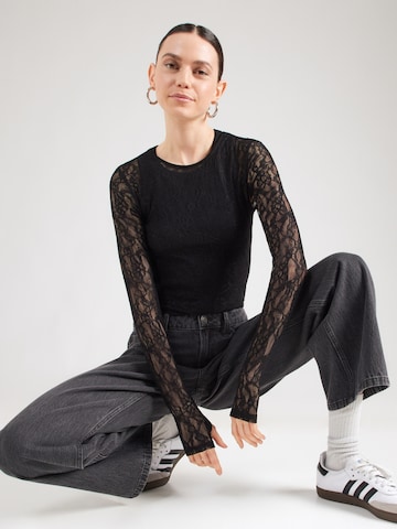 Gina Tricot Koszula body w kolorze czarny: przód