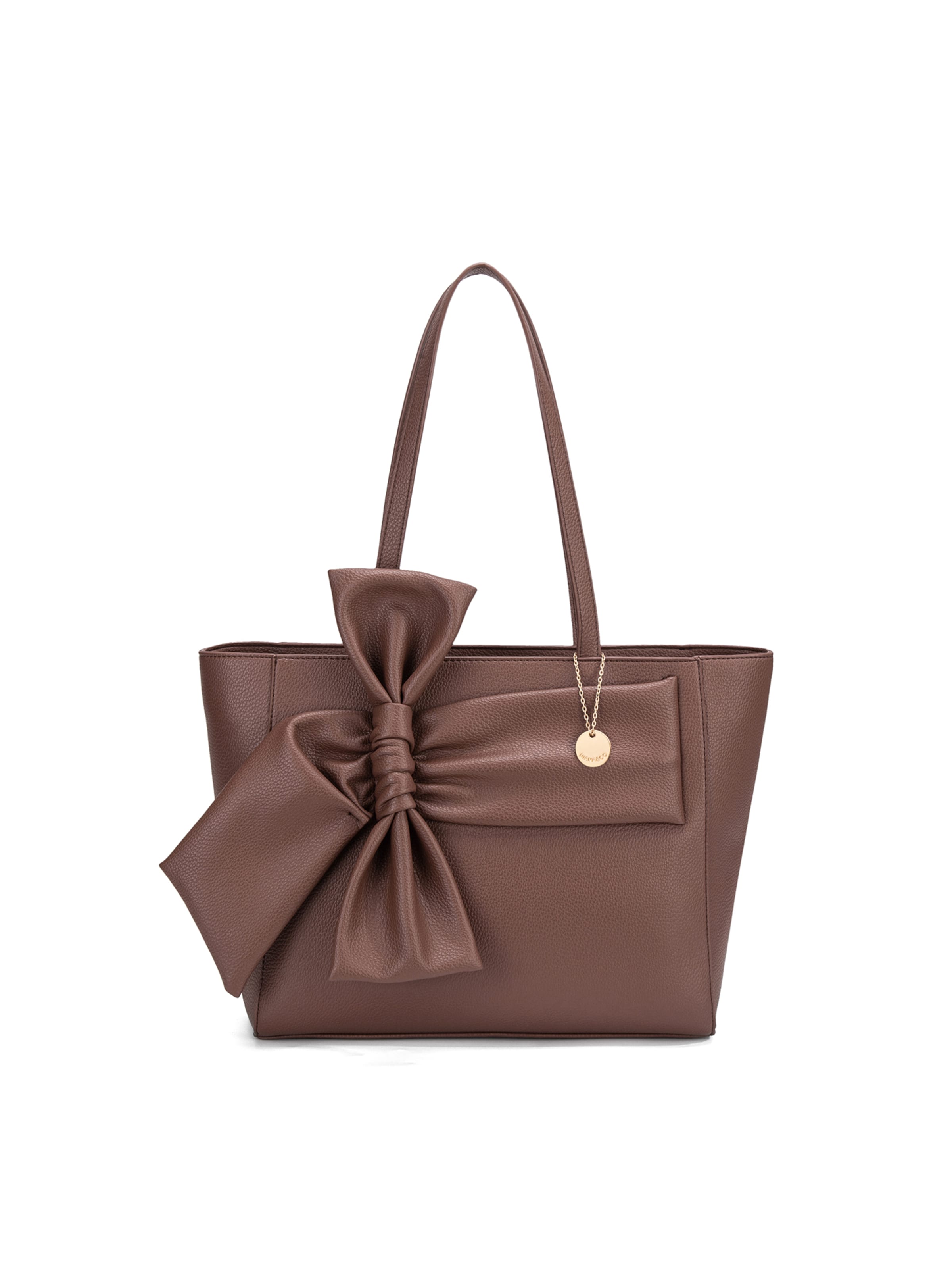 Borsa a spalla 'Borsa a Spalla Donna Velvetine Elite - Pelle Vegana PU con Fiocco' di Diana&Co. in marrone: frontale