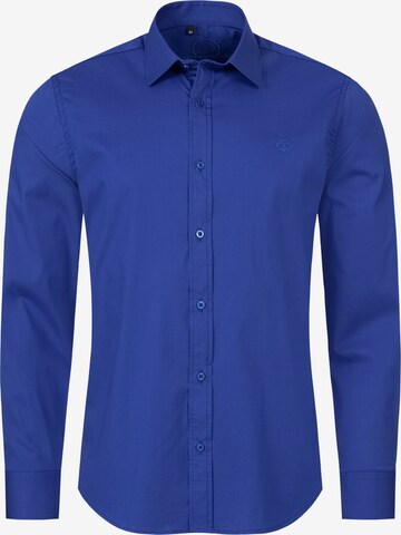 Indumentum Slim fit Button Up Shirt in Blue: front