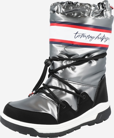 TOMMY HILFIGER Snowboots in rot / schwarz / silber / weiß, Produktansicht