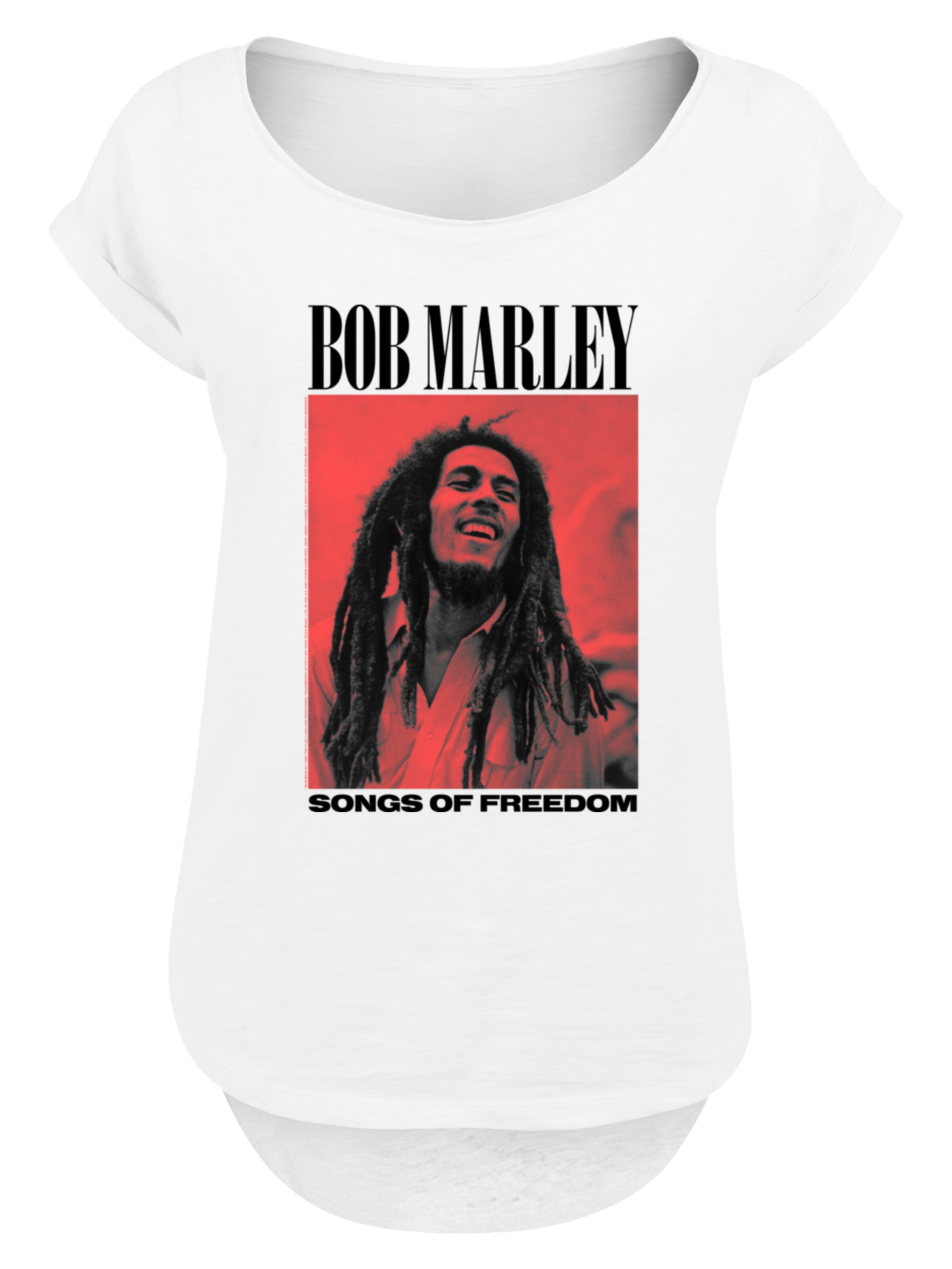 F4NT4STIC Shirt 'Bob Marley Songs Of Freedom Reggae Music' in Wit: voorkant