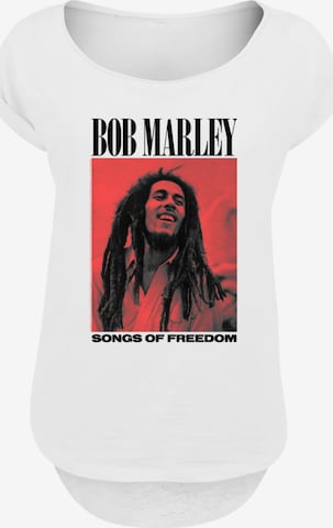 F4NT4STIC Shirt 'Bob Marley Songs Of Freedom Reggae Music' in Wit: voorkant