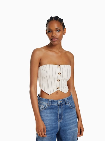 Bershka Top - bézs: elől