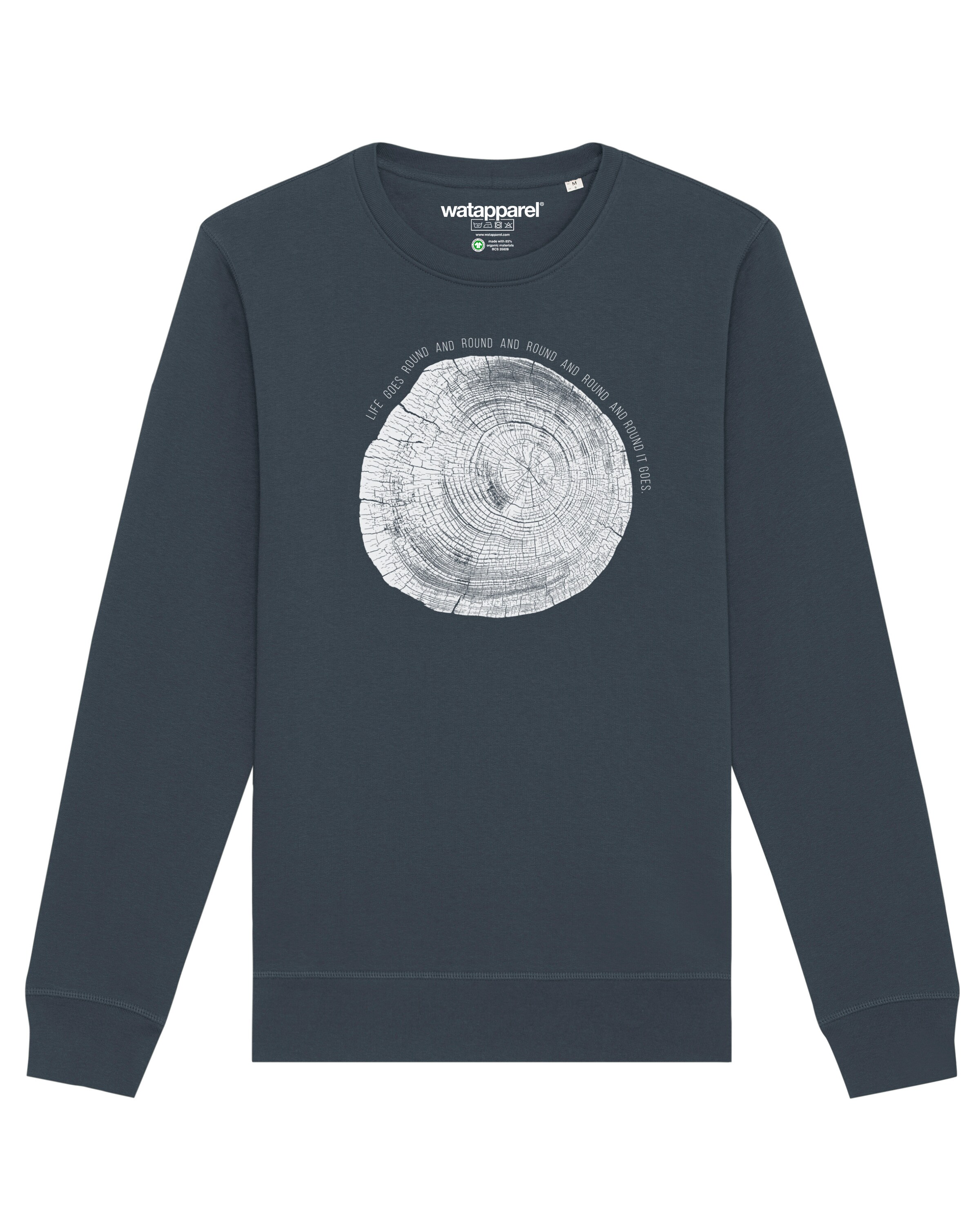 Sweat-shirt ' Baumscheibe ' Watapparel en gris : devant