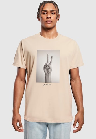 MT Men Regular Fit Shirt 'Peace Sign' in Beige: predná strana