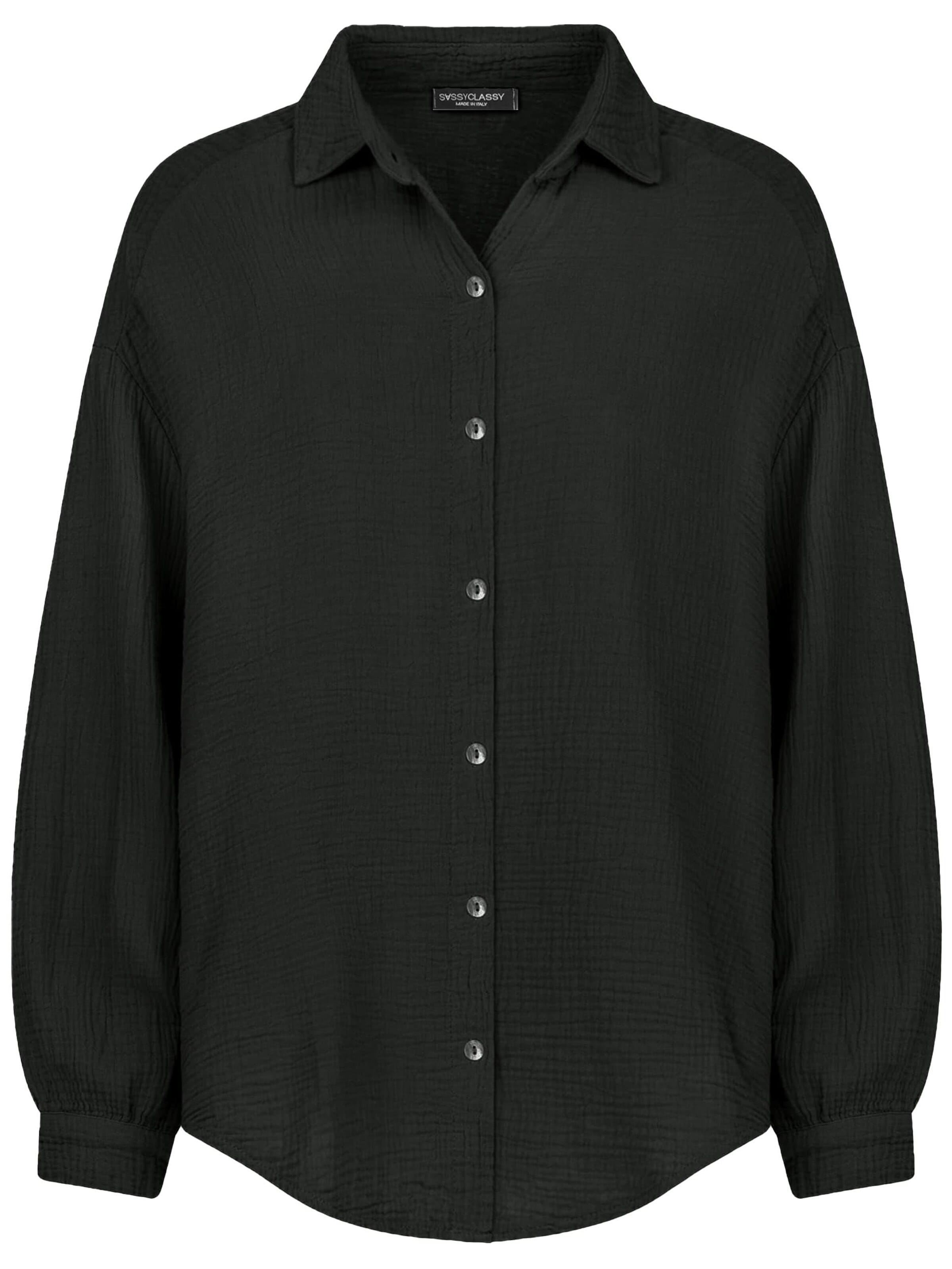 SASSYCLASSY Blouse 'kürzere Variante' in Black: front