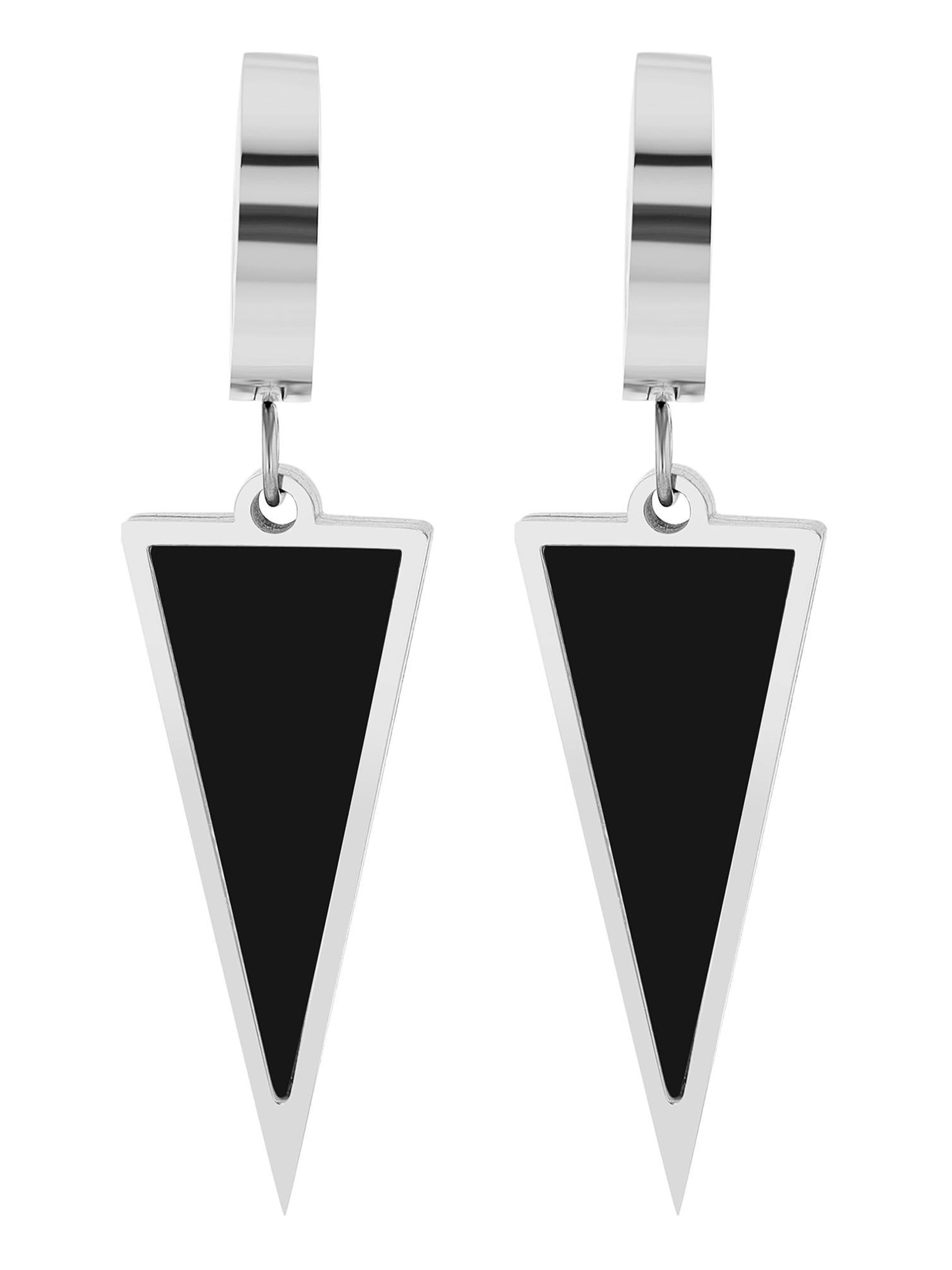 Akzent Earrings 'aus Edelstahl mit dreieckigem Anhänger' in Silver: front