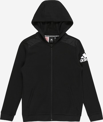 ADIDAS PERFORMANCE Skinny Sportsweatjacke in Schwarz: predná strana