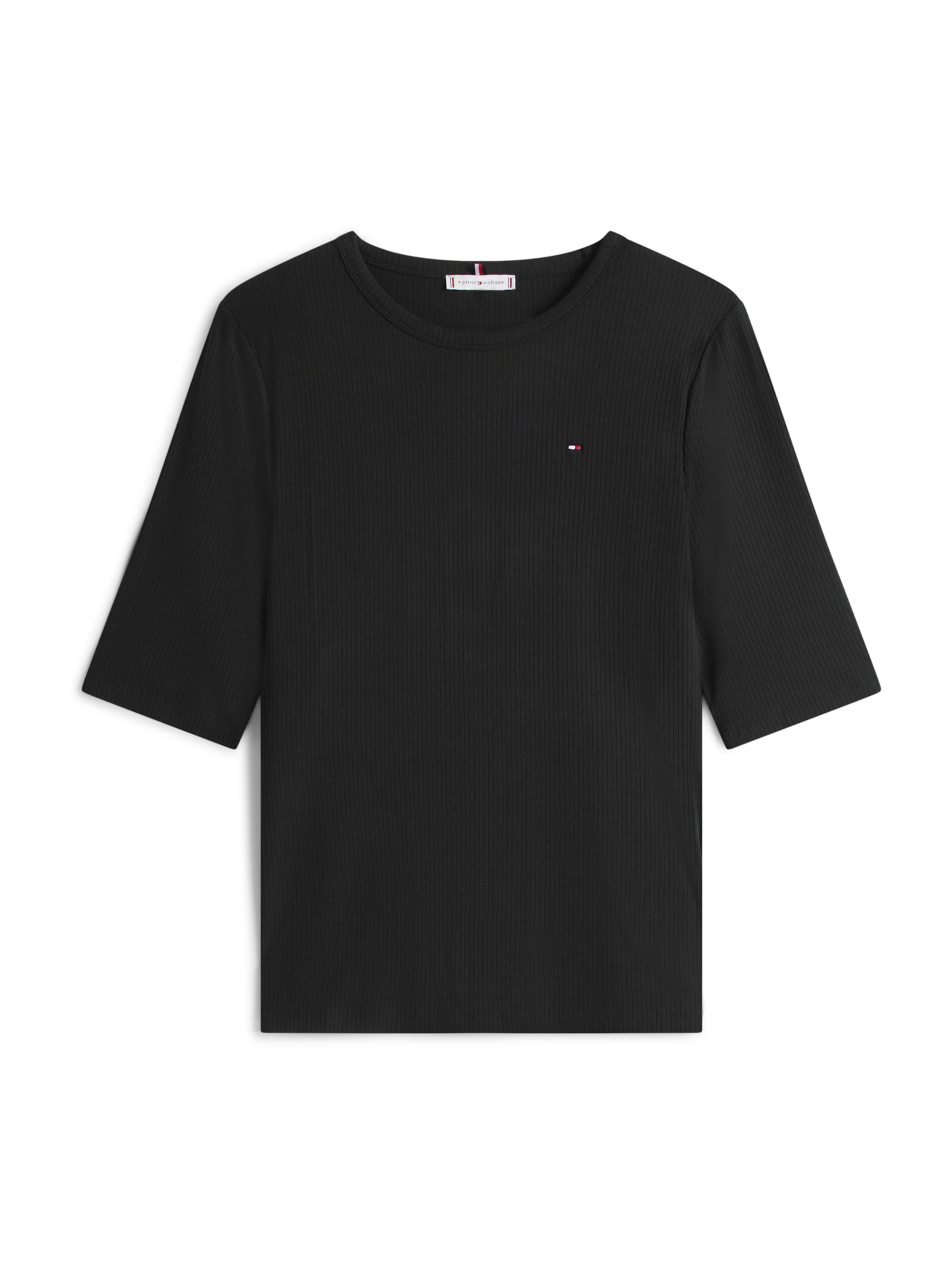Tricou de la Tommy Hilfiger Curve pe negru: față