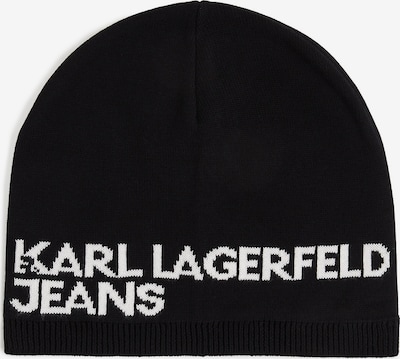 Megzta kepurė iš KARL LAGERFELD JEANS, spalva – juoda / balta, Prekių apžvalga