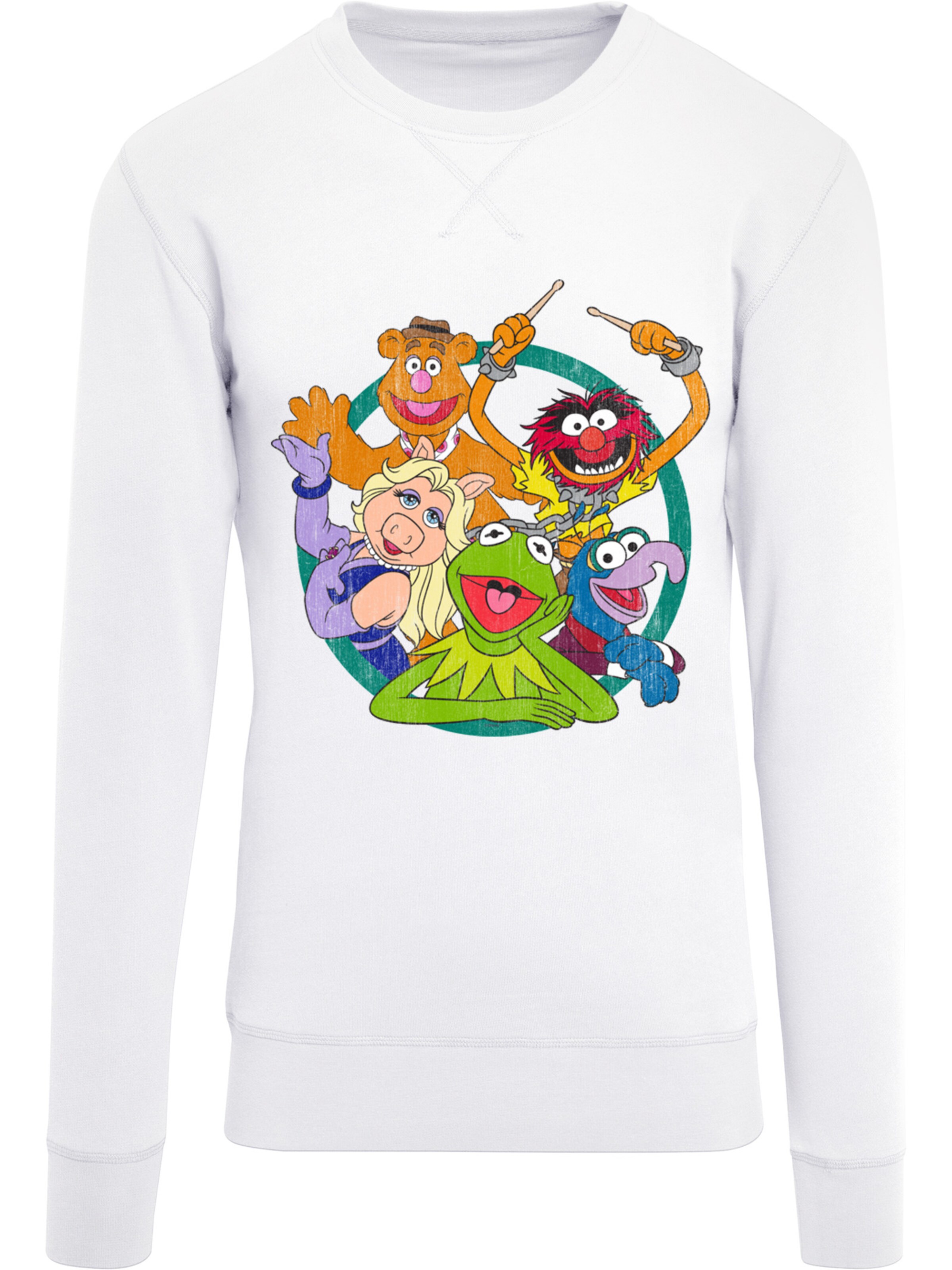 F4NT4STIC Sweatshirt 'Disney The Muppets Group Circle' in Wit: voorkant