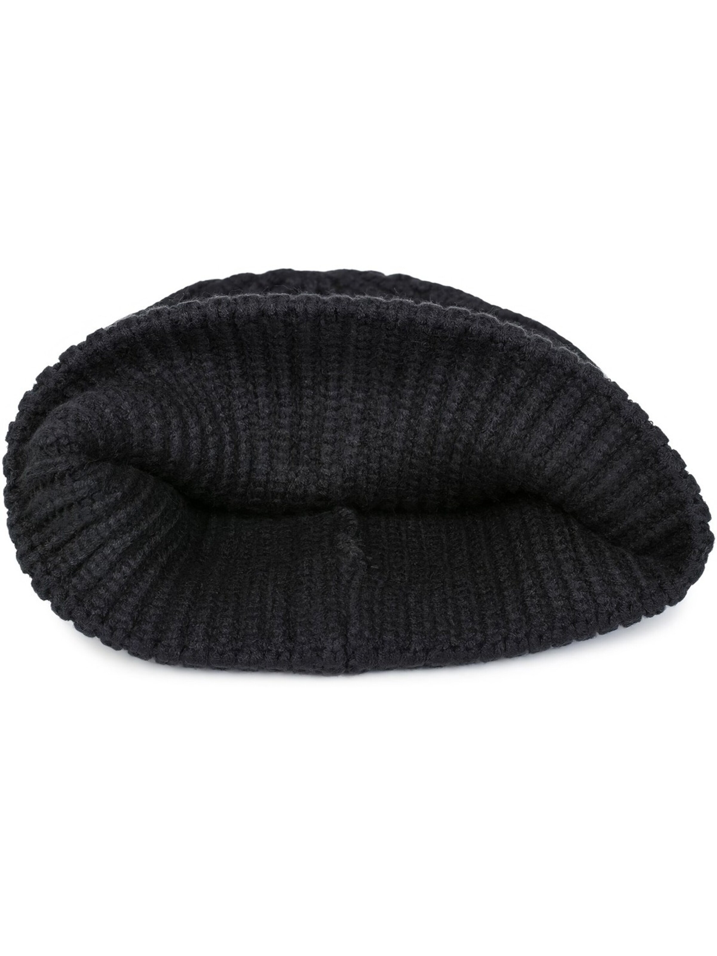 styleBREAKER Mütze 'Feinstrick Beanie Mütze mit Krempe'‌‌‌‌‌‌‌ in Schwarz