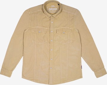 Checker Regular fit Button Up Shirt ' Dynasty Cord ' in Beige: front