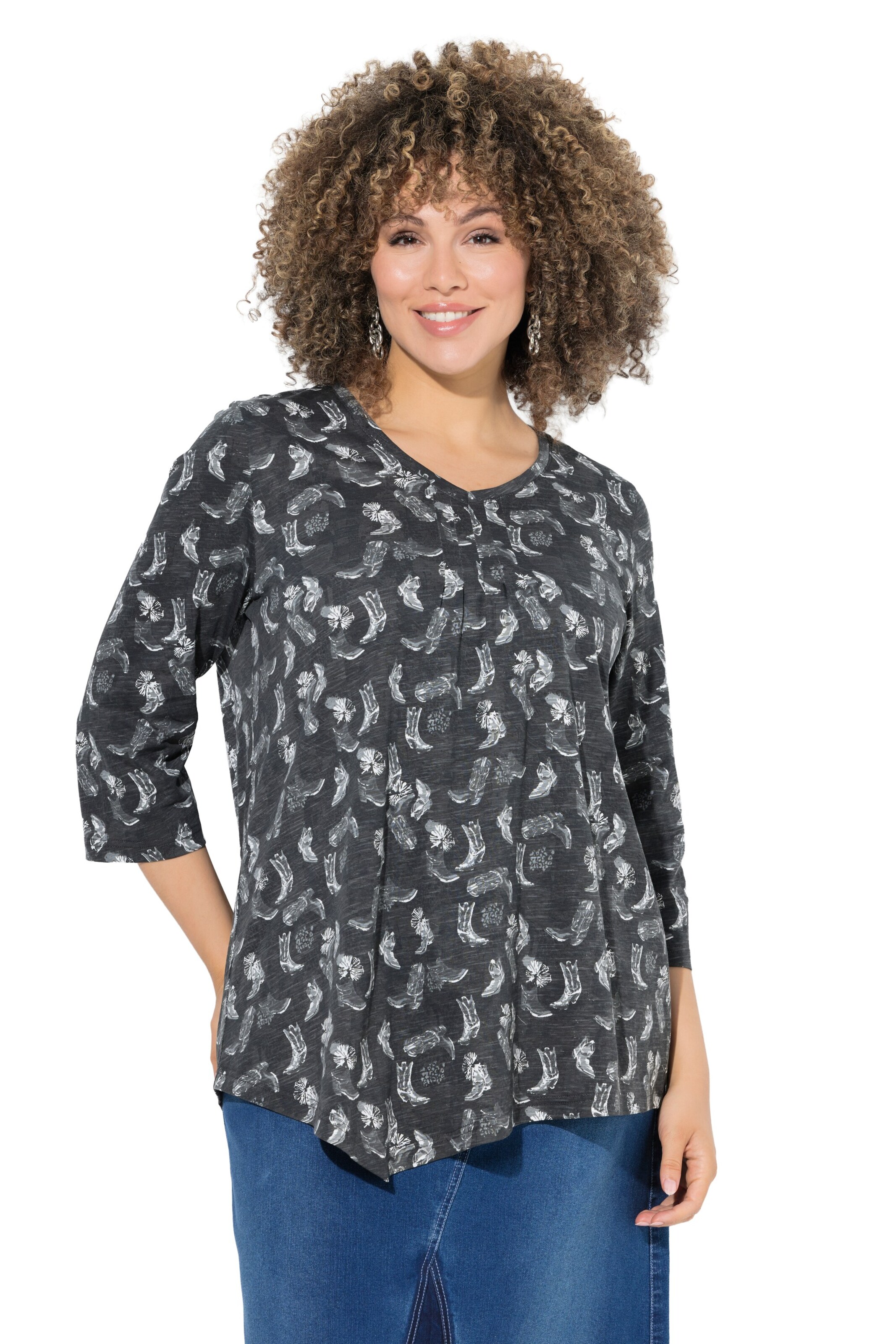 Ulla Popken Bluse in Schwarz: Vorderseite