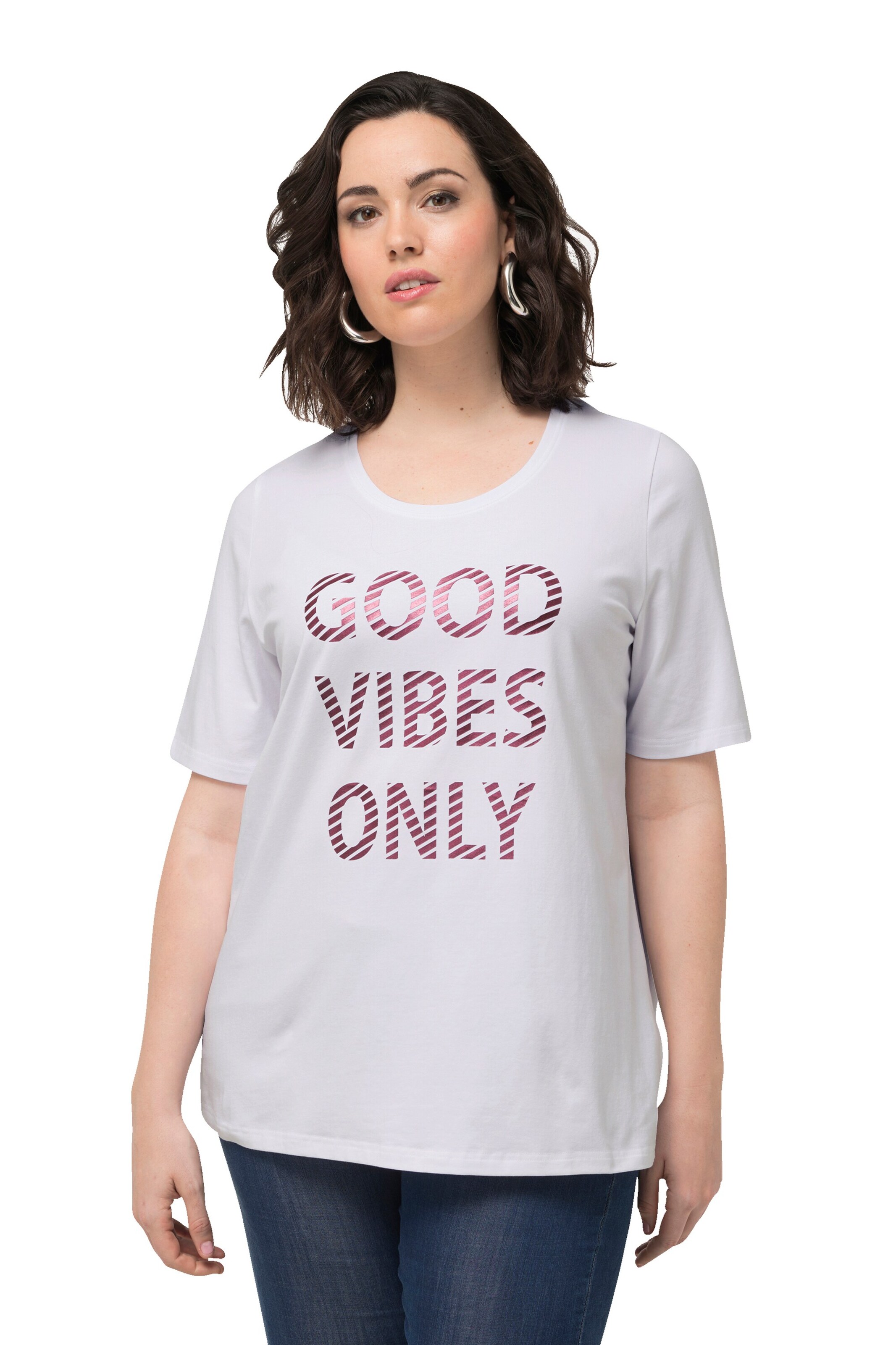 T-shirt Ulla Popken en blanc : devant