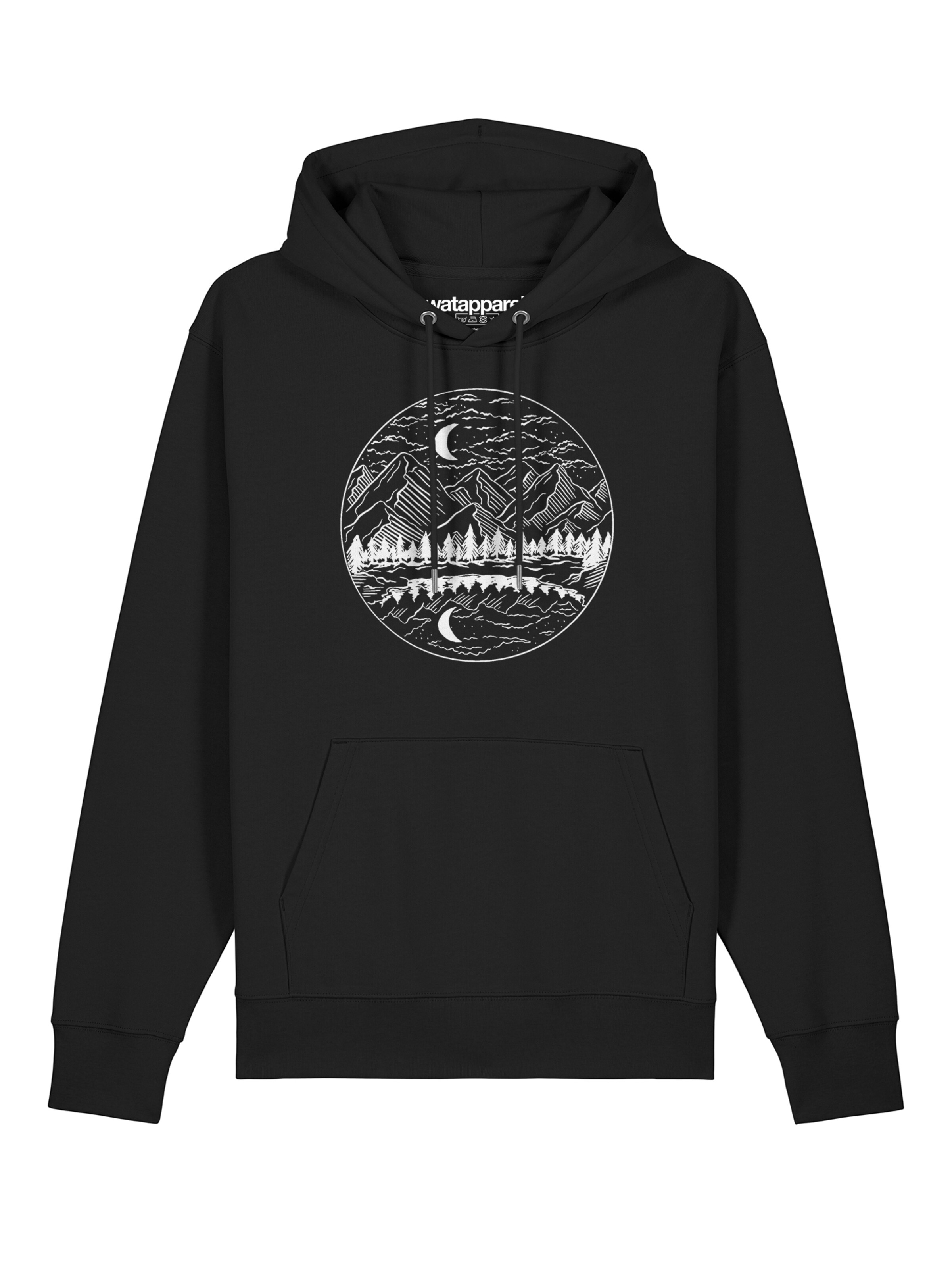 Felpa 'Mountains by night' di Watapparel in nero: frontale