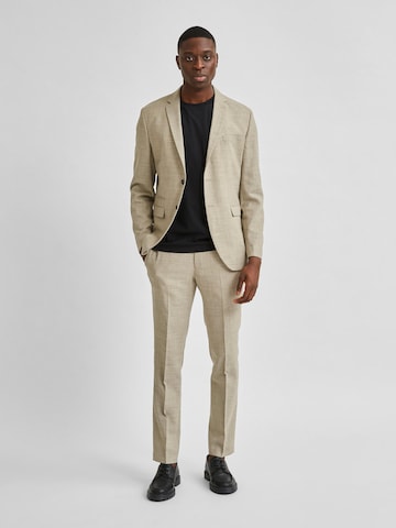 Coupe slim Pantalon à plis 'Oasis' SELECTED HOMME en beige