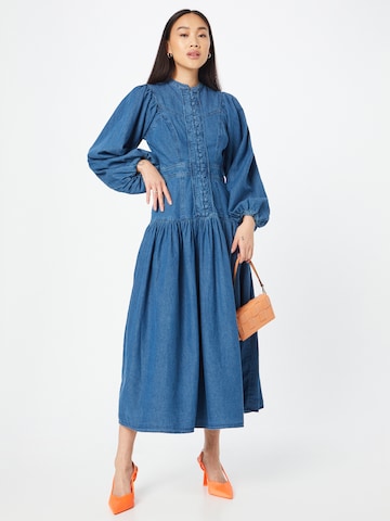 Warehouse - Vestidos camiseiros 'Western' em azul