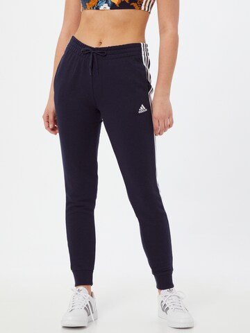 Effilé Pantalon de sport 'Essentials French Terry 3-Stripes' ADIDAS SPORTSWEAR en bleu : devant