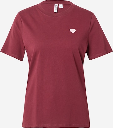 Maglietta 'PCRIA' di PIECES in rosso: frontale