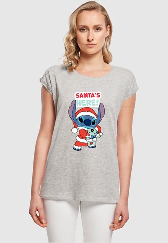 ABSOLUTE CULT Shirt 'Lilo And Stitch - Santa Is Here' in Grijs: voorkant