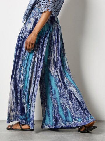 Wide Leg Pantalon Apricot en bleu