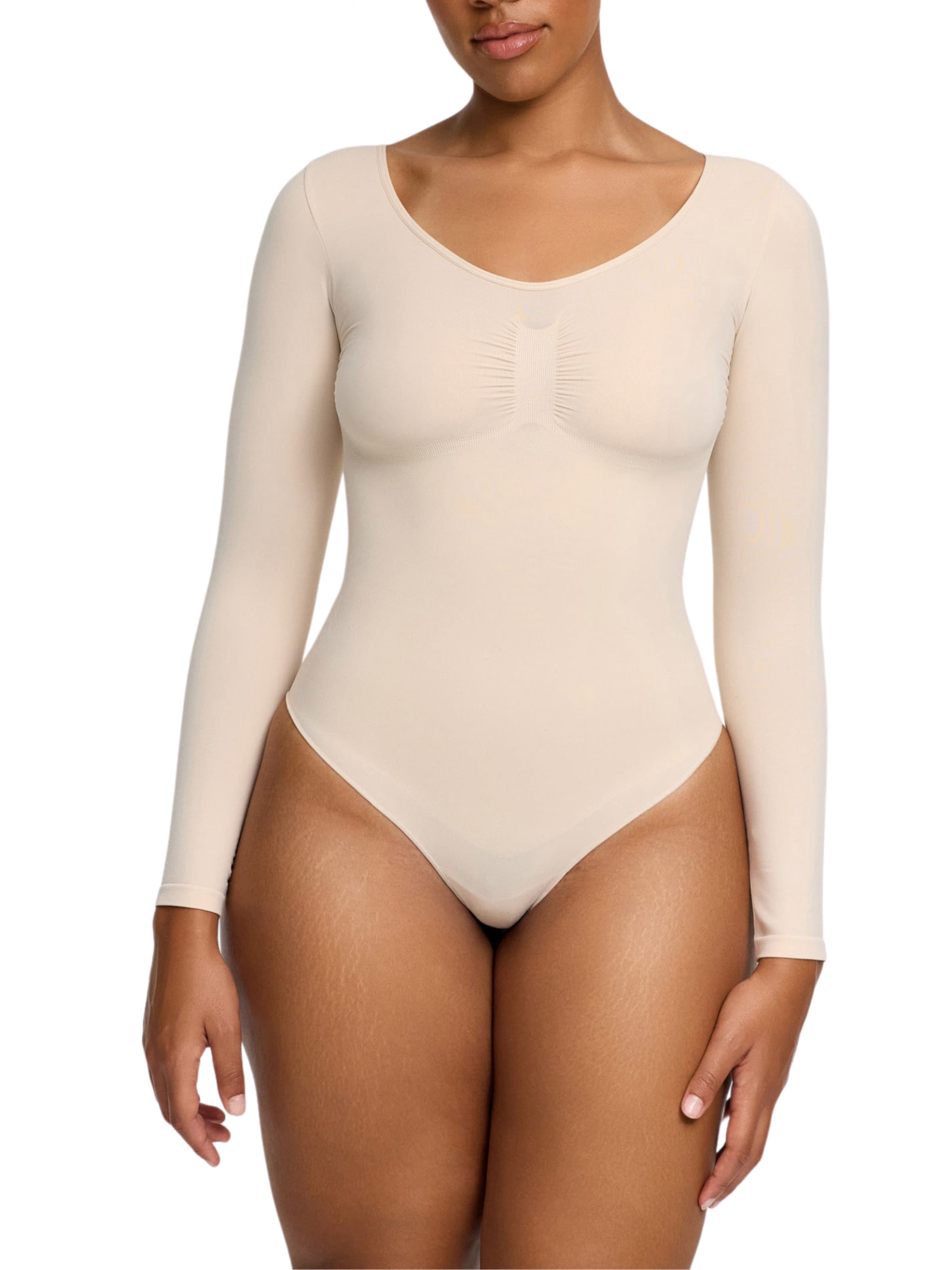cfab (formerly creamy fabrics) Shaping Bodysuit 'Bodysuit Sculpting Shapewear Longsleeve mit Slip' in Sand, Item view