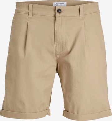 JACK & JONES Regular Pleat-Front Pants 'RICO DAVE' in Beige: front