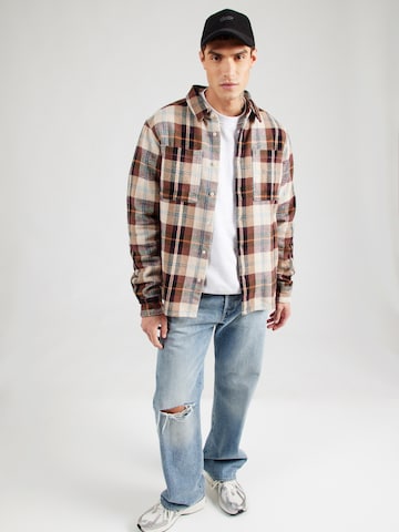 Iriedaily Comfort fit Button Up Shirt 'Chillax Lumber' in Beige