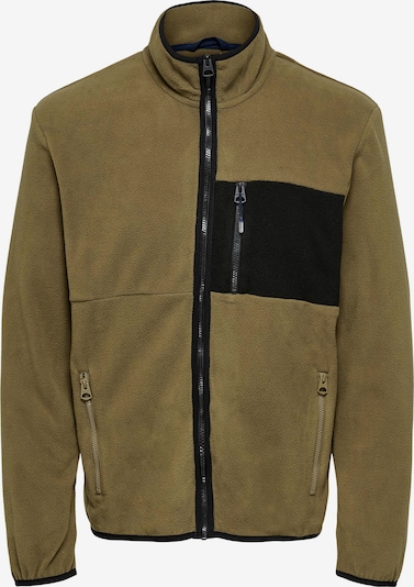 Only & Sons Big & Tall Fleece Jacket 'DAVIS' in Light brown / Black, Item view