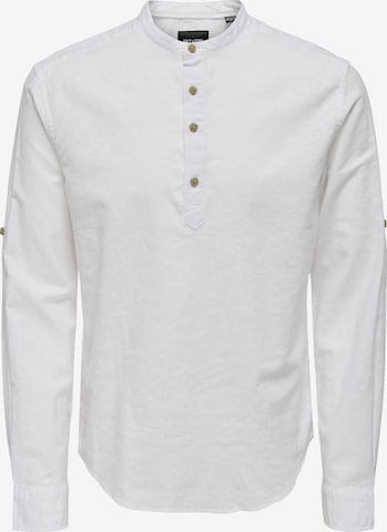 Coupe slim Chemise 'Caiden' Only & Sons en blanc : devant