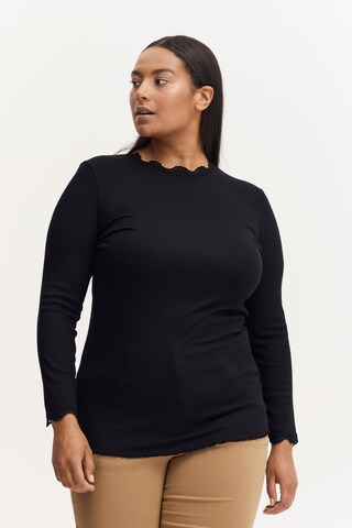 Fransa Curve Shirt in Black: front