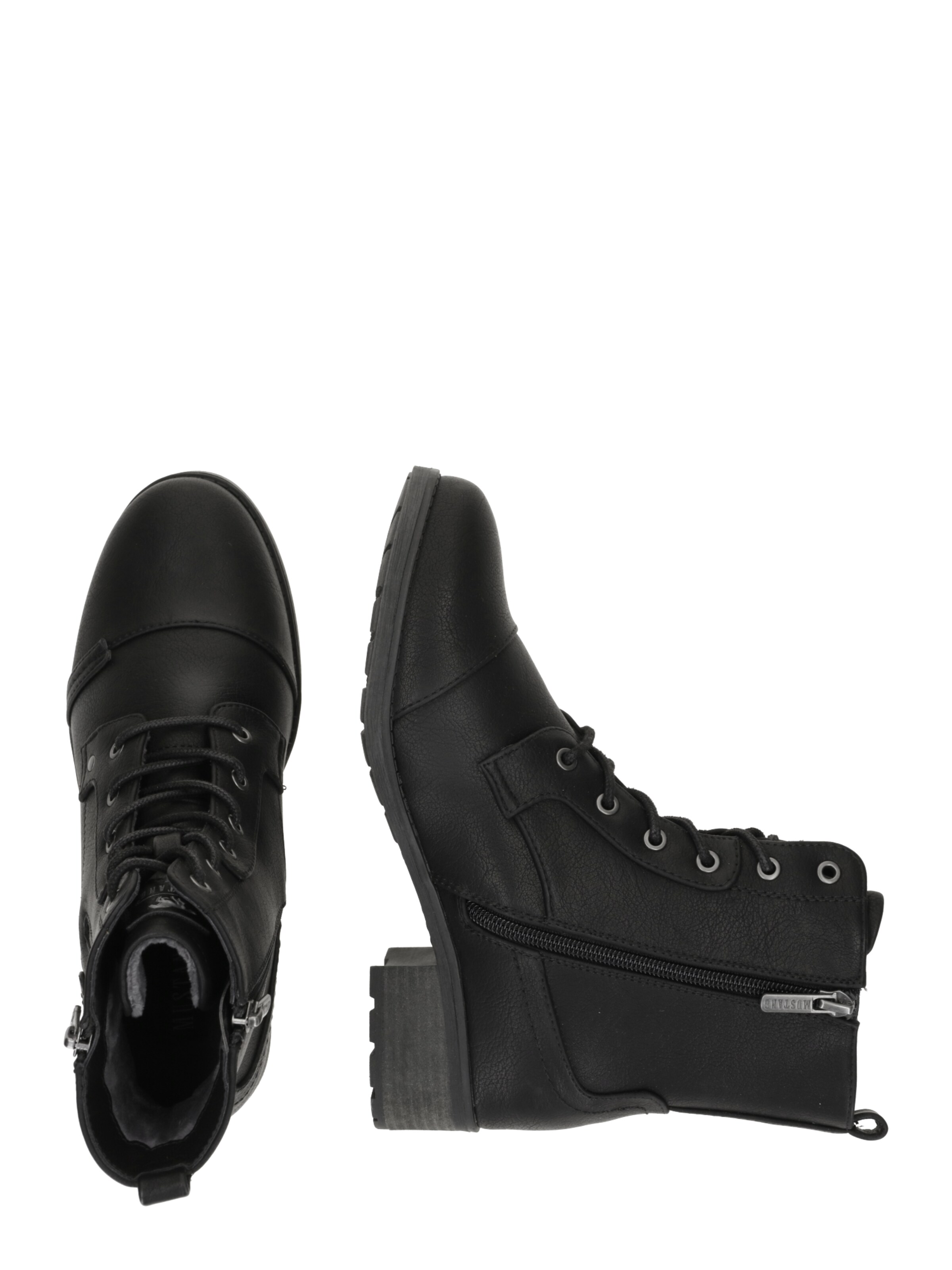 MUSTANG Ботинки на шнуровке в Черный