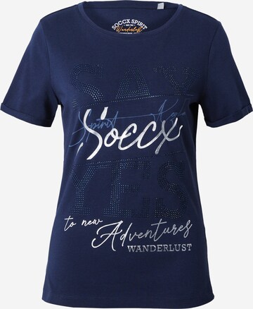 Soccx T-shirt 'Wanderlust' i blå: framsida