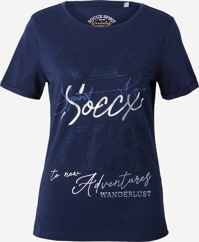 Soccx T-shirt 'Wanderlust' en bleu foncé / argent / blanc, Vue avec produit