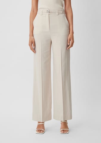 COMMA Loose fit Pleated Pants in Beige: front