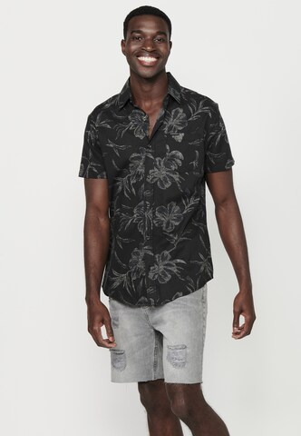 KOROSHI Slim fit Button Up Shirt in Black