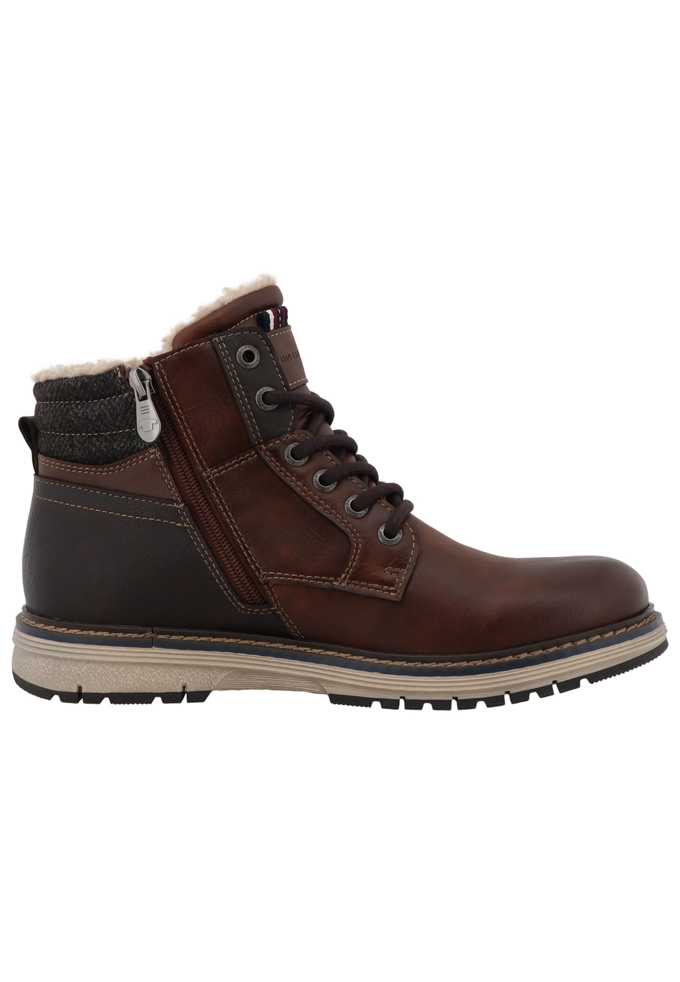 TOM TAILOR - Botas com atacadores em castanho: frente
