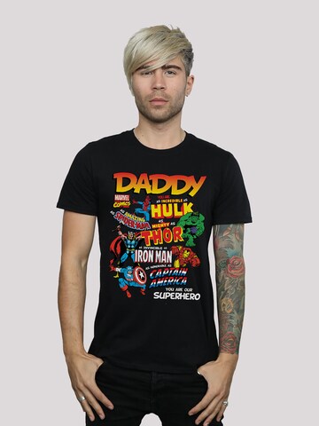 F4NT4STIC Shirt 'Marvel Comics Our Dad Superhero' in Zwart: voorkant