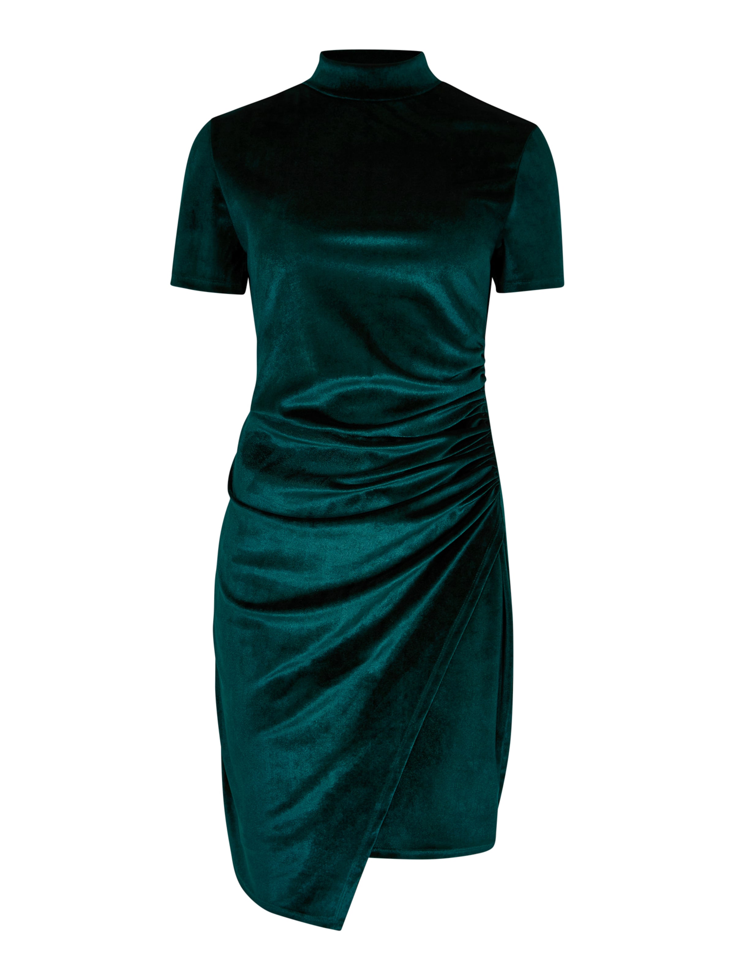 Apricot Velvet Ruched Mini Dress ' ' in Grün: Vorderseite